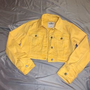 Yellow Hollister Cropped Jean Jacket
